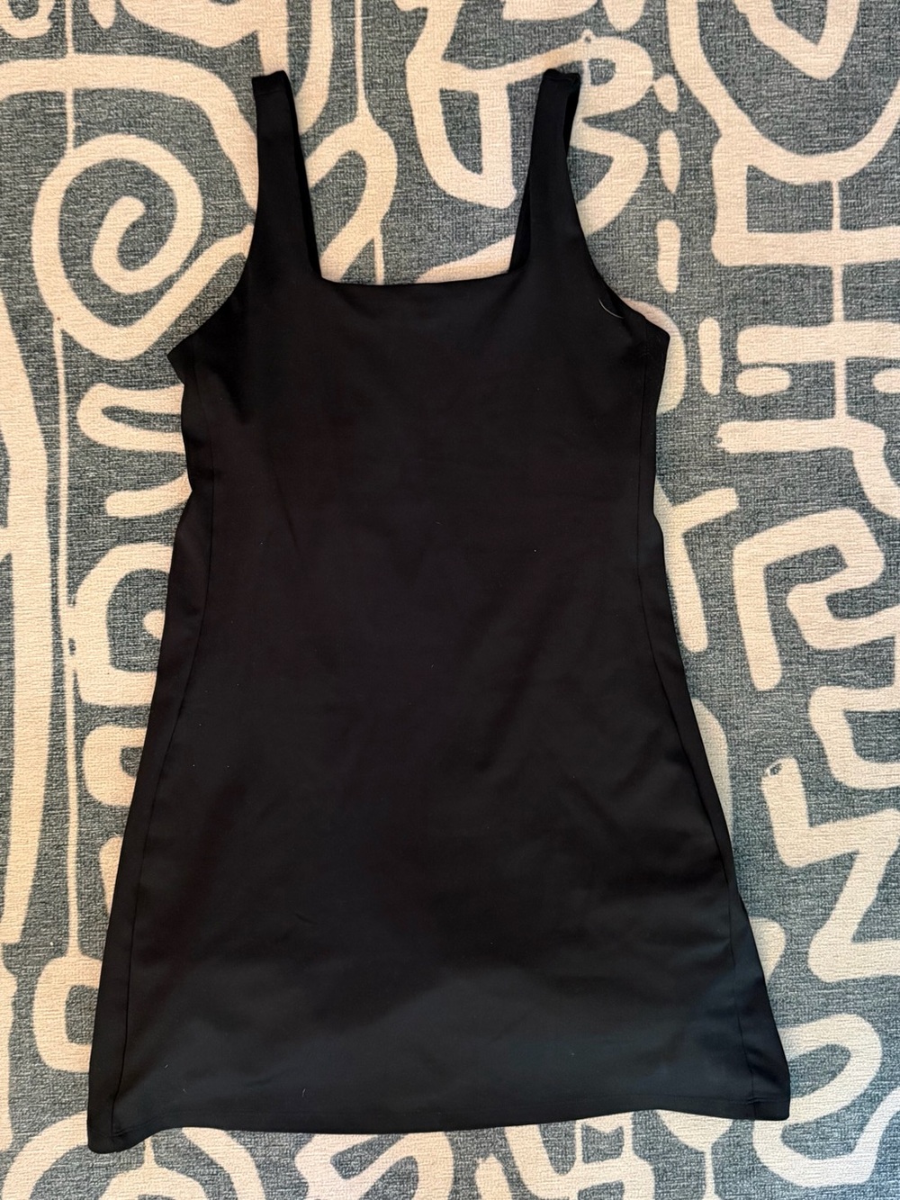 Black Square-Neck Mini Workout Tennis Dress Girlfriend Collective